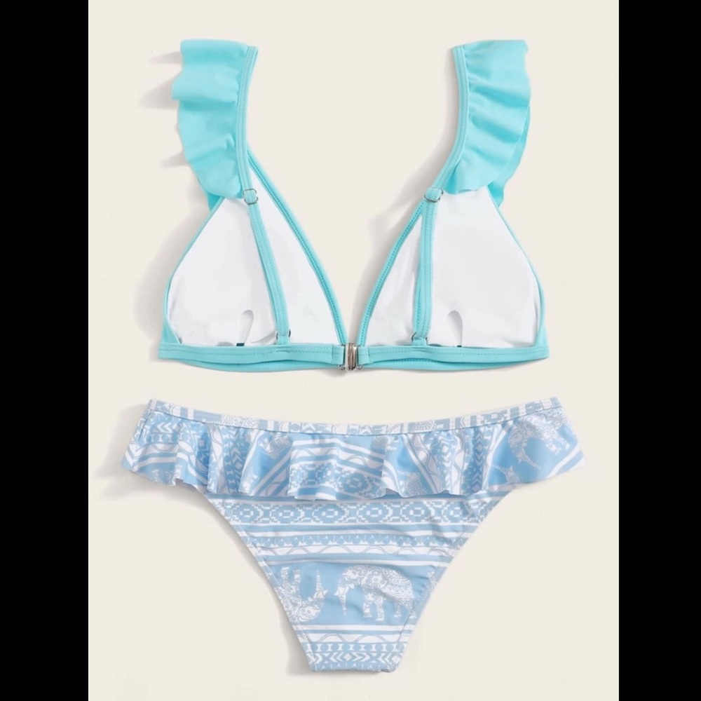 Blue, V-Neck, Bikini Set - Picture 2 of 6